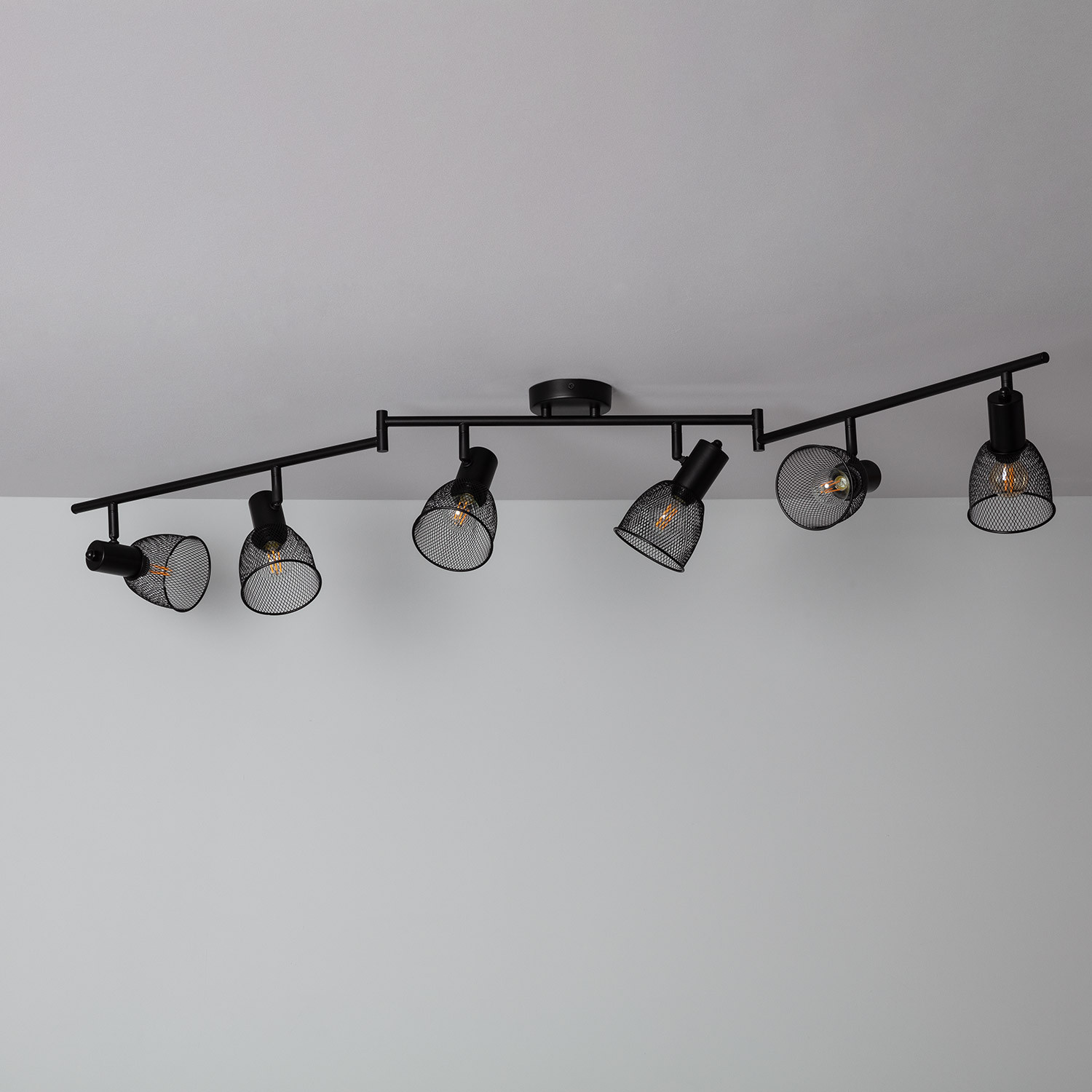 Grid Adjustable Metal 6 Spotlight Ceiling Lamp - Ledkia