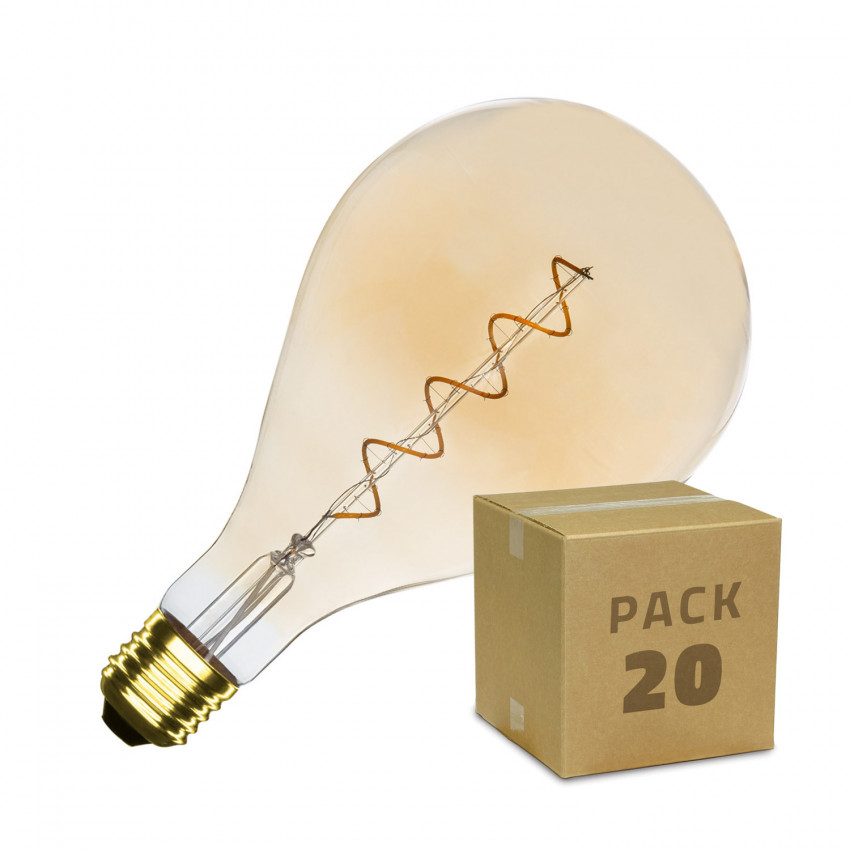 Box of 20 4W PS165 E27 Dimmable Spiral Gold Filament LED Bulbs 