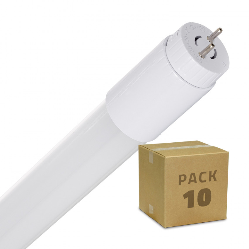PACK of Glass 600mm 9W T8 LED Tubes with One Side Power (110lm/W) (10 un)
