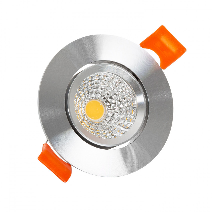 Silver Round 5W Adjustable Flicker-free COB (UGR19) Expert Colour CRI90 LED Spotlight Ø55mm Cut-Out