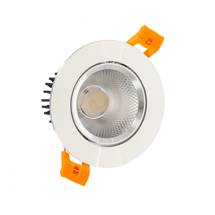 Silver Round 7W (UGR19) Flicker-free COB LED Downlight Ø 70mm Cut-Out