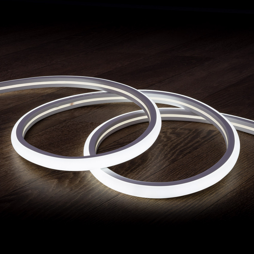 220V AC Dimmable 7.5 W/m Semicircular Neon LED Strip 120 LED/m in Cool White IP67 Custom Cut every 100cm