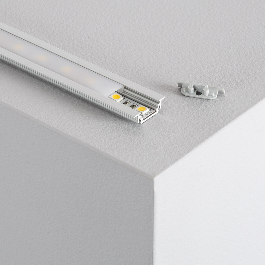 1m Recessed Aluminium Profile for LED Strips with Sliding Cover up to 10 mm