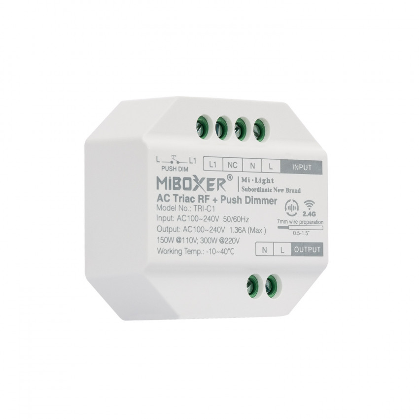 TRIAC RF LED Dimmer Compatible with MiBoxer TRI-C1 Push Button
