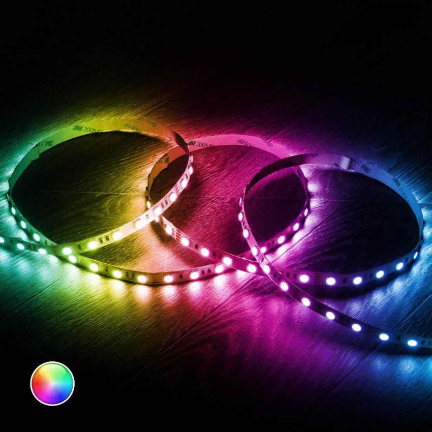 5m 24V DC RGB LED Strip Kit 60LED/m Width 10mm with WiFi Controller and Power Supply